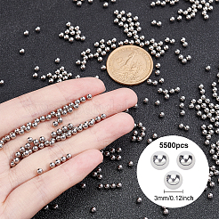 ステンレス鋼の磨かれたビーズ  ジュエリーポリッシュアクセサリー  ラウンド  ステンレス鋼色  3mm  約440~450 G /袋&nbsp;STAS-WH0022-09P