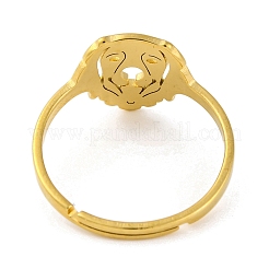 201ステンレススチール製調節可能な女性用リング  動物/メモ/サッカー  犬  12.5mm  内径：18mm&nbsp;RJEW-D082-01H