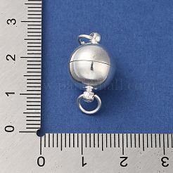 ループ付き真鍮製マグネットクラスプ  ラウンド  銀色のメッキ  19x12mm  穴：3mm&nbsp;MC022-S
