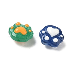 手作りのガラスエナメルビーズ  足跡  染め＆加熱  ミックスカラー  13.5x15x9~9.5mm  穴：1mm&nbsp;GLAA-K070-08