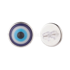 ナザールボンジュウスタッドピアスとフラットラウンド  女性のための真鍮のアクセサリー  ブルー  16.5x13.5mm  ピン：0.7mm&nbsp;EJEW-JE04797