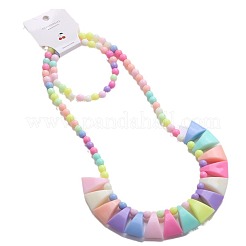 プラスチックビーズネックレス＆ビーズブレスレット  子供のジュエリーセット  カラフル  三角形  450ミリ＆140mm&nbsp;WG32877-12