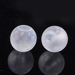 電気メッキガラスビーズ  チェック柄ビーズ  艶消し  タータン模様のラウンド  クリアAB  8~8.5mm  穴：1.5mm&nbsp;EGLA-S178-04I