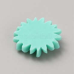 オペーク樹脂カボション  デイジーの花  ターコイズ  25x6.5~7mm&nbsp;RESI-WH0078-01F
