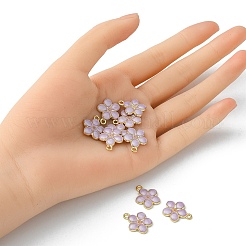 ライトゴールドメッキ合金エナメルペンダント10個。  花  カドミウムフリー＆鉛フリー  暗い蘭  17x14.5x1.5mm  穴：1.6mm&nbsp;ENAM-YW0002-15A