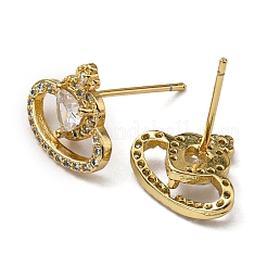 Rack Plating Brass Crown Stud Earrings with Cubic Zirconia&nbsp;EJEW-D063-12G