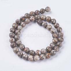 天然のマイファナイト/マイファンストーンビーズ連売り  ラウンド  4mm  穴：1mm  約96個/連  15インチ&nbsp;G-I187-4mm-01