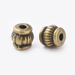 チベット風ビーズ  鉛フリーとニッケルフリー  バレル  アンティークブロンズ  5x5x5mm  穴：1.5mm&nbsp;X-TIBEB-Q043-AB-FF
