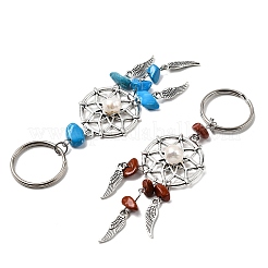 8Pcs 4 Color Alloy Natural Gemstone Pendant Decorations&nbsp;KEYC-AL0010