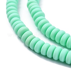 手作り樹脂粘土ビーズ連売り  ジュエリー工芸用品のDIY用  フラットラウンド  アクアマリン  6~7x3mm  穴：1.5mm  約113~116個/連  15.55インチ〜16.14インチ（39.5~41cm）&nbsp;CLAY-N008-008P