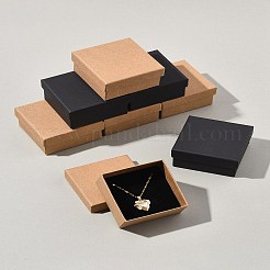 12色の厚紙紙ジュエリーセットボックス2個  リングのために  ネックレス  中に黒いスポンジを入れて  正方形  ミックスカラー  7x7x3.5cm  6個/カラー&nbsp;CBOX-FS0001-01