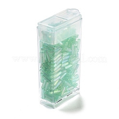 セイロンガラスツイストビューグルビーズ 10g  透明色の虹  ミディアムシーグリーン  6.5x2mm  穴：0.8mm&nbsp;X-SEED-L012-01C
