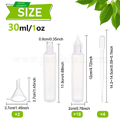 PEスクイーズボトルキット  プラスチックファンネルホッパー＆ドロッパー付き  ホワイト  22x120mm  容量：30ml（1.01液量オンス）&nbsp;AJEW-BC0001-43