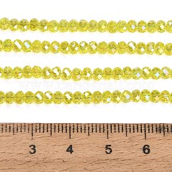 電気メッキガラスビーズセット  ロンデル  多面カット  きいろ  3.5~4x2.5~3mm  穴：0.8mm  約148個/連  15.35''（39センチメートル）&nbsp;GL-CBAA615-02A