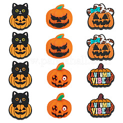ハロウィーンテーマシリコンフォーカルビーズ12スタイル6個  ミックスカラー  混合図形  21~30x21~27.5x6.5~17mm  穴：2~3mm  2個/スタイル&nbsp;SIL-TA0003-26