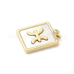 Brass Pave Natural White Shell Pendants&nbsp;KK-S522-09G-E