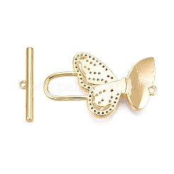 Brass Micro Pave Clear Cubic Zirconia Toggle Clasps&nbsp;KK-N254-149G