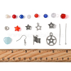 DIYイヤリング作成キット  合金ペンダント & ビーズを含む  アクリル、ABSプラスチック、シェルパール、鉄ラインストーンビーズ  鉄製のピアスフックと304ステンレス鋼のピン  ミックスカラー  15x12x2mm  穴：1.8mm&nbsp;DIY-FS0009-68