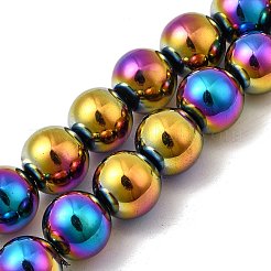 電気めっき合成非磁性ヘマタイト ビーズ 連売り  ラウンド  虹メッキ  14x13.5mm  穴：1.6mm  約30個/連  15.94''（40.5センチメートル）&nbsp;G-H327-D02-05B
