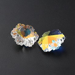 カット加工ガラスペンダント  ABカラー  クリアAB  スノーフレークチャーム  14x12.5x7.5mm  穴：1.4mm&nbsp;GLAA-WH0035-22A