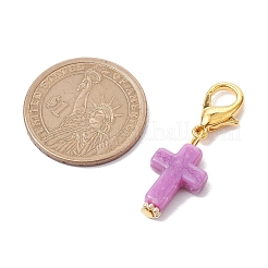 アクリルクロスペンダント装飾  亜鉛合金ロブスタークロウクラスプチャーム  バッグの飾りに  ミックスカラー  37mm&nbsp;HJEW-JM01999