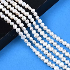 天然養殖淡水パールビーズ連売り  ポテト  貝殻色  5~7.5x6~8.5x3.5~5.5mm  穴：0.8mm  約53~54個/連  14.09インチ〜14.45インチ（35.8cm〜36.7cm）&nbsp;PEAR-N014-07B