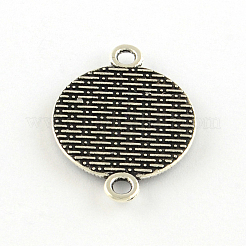 Flat Round Tibetan Style Alloy Connector Cabochon Settings&nbsp;TIBE-S297-13AS-LF