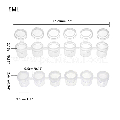 プラスチックペイントポットストリップ  蓋付き5ml 6ポットミニ空のペイントカップ  美術工芸用水彩顔料  透明  17.2x3.3x2.15cm&nbsp;TOOL-WH0079-38-WH