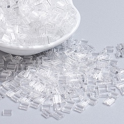 MIYUKIティラビーズ  日本製シードビーズ  2穴  （tl131)クリスタル  5x5x1.9mm  穴：0.8mm  約118PCS /ボトル  10 G /ボトル&nbsp;SEED-JP0008-TL131
