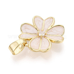 Brass Micro Pave Clear Cubic Zirconia Pendants&nbsp;KK-T080-15C-G