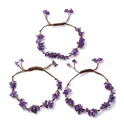 Adjustable Natural Amethyst Braided Bead Bracelets for Women&nbsp;BJEW-U035-02F