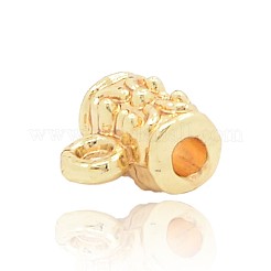 ニッケルフリーおよび鉛フリーの軽金合金チューブベイル  ループベイル  保釈ビーズ  長持ちメッキ  花柄とチューブ  7x7x4mm  穴：1mm&nbsp;PALLOY-J218-069G