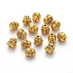 チベット風ビーズ  無鉛の  仏  アンティーク黄金  10x10x9mm  穴：2mm&nbsp;LS-TIBEB-A124483-AG-LF