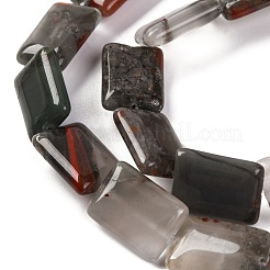 天然のアフリカブラッドストーンビーズ連売り  長方形  18x13.5x5.5mm  穴：1.2mm  約22個/連  15.75インチ（40cm）&nbsp;G-T047-B06-01