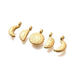 304ステンレススチールチャーム5個  ムーンフェイズチャーム  ゴールドカラー  10.5~11x4~8x3mm  穴：1.7mm&nbsp;STAS-R140-01G