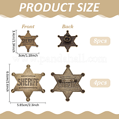 12Pcs 2 Styles Alloy Star with Word Sheriff Brooch Pins for Costume Accessories&nbsp;JEWB-FG0001-61