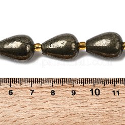 天然石パイライトビーズ連売り  シードビーズで  ティアドロップ  18x13~13..5mm  穴：1.4mm  約9個/連  7.48''（19センチメートル）&nbsp;G-Z131-I01-01