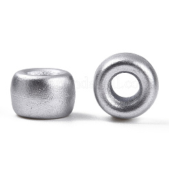 スプレー塗装されたプラスチックビーズ  バレル  銀メッキ  9x6mm  穴：3.8mm  約1900個/500g&nbsp;KY-T025-01-G03