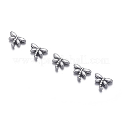 チベット銀ビーズ  鉛フリー＆カドミウムフリー  トンボ  アンティークシルバー  約8.2mm長  穴：約1mm&nbsp;AB45