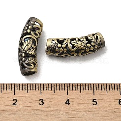 チベットスタイルのラックメッキ真鍮ビーズ  葉の付いたカーブチューブ  長持ちメッキ  アンティークブロンズ  23x8mm  穴：5mm&nbsp;KK-Q805-12AB