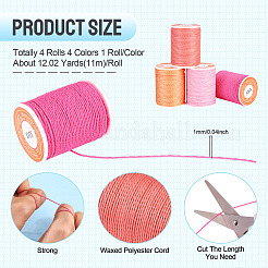 4 Rolls 4 Colors Round Waxed Polyester Cord&nbsp;YC-TA0001-27A