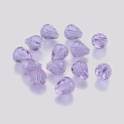 模造オーストリアクリスタルビーズ  グレードAAA  k9ガラス  多面カット  ドロップ  ライラック  10x12mm  穴：0.9~1.5mm&nbsp;SWAR-F062-12x10mm-04