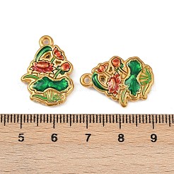 304ステンレススチールエナメルペンダント  花のチャーム  イオンプレーティング（ip）  18KGP本金メッキ  22.5x16x3.5mm  穴：1.5mm&nbsp;STAS-Z140-08G