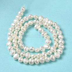 天然養殖淡水パールビーズ連売り  研磨両側  グレード3a+  パパイヤホイップ  4.5~5x6~6.5x4.5~5mm  穴：0.6mm  約73~75個/連  14.84インチ（37.7cm）&nbsp;PEAR-E017-03
