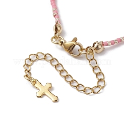 天然ローズクォーツ&グリーンアベンチュリン&ガラスシードビーズブレスレット  7-3/8インチ（18.7cm）&nbsp;BJEW-MZ00047-02