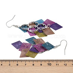 430 Stainless Steel Rhombus Dangle Earrings&nbsp;EJEW-A137-01P-03
