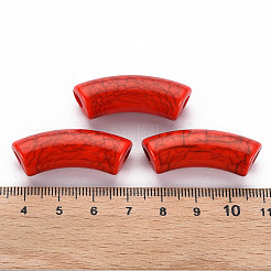 不透明なクラックルアクリルビーズ  カーブチューブ  ファイヤーブリック  36x13.5x11.5mm  穴：4mm  約148個/500g&nbsp;X1-MACR-S372-001N-009