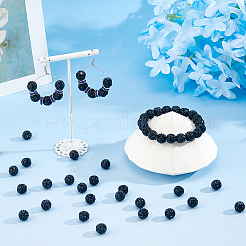 手作りのラインストーン粘土パヴェビーズ  ラウンド  DIYペン作りのジュエリー用品  ジェット  10mm  穴：1.8mm&nbsp;RB-WH0003-11