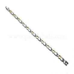 女性用304ステンレススチールハートリンクチェーンブレスレット  本金メッキ&ステンレススチールカラー  8-1/2インチ（21.5cm）&nbsp;FS-WG8F258-01