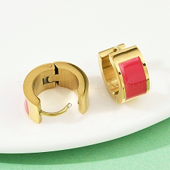 304 Stainless Steel Enamel Hoop Earrings&nbsp;EJEW-K268-20G-01